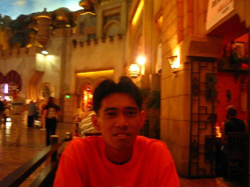 the man in the orange - inside Miracle Shopping Mall, Las Vegas, Nevada