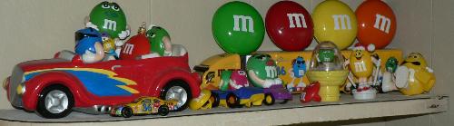 my m&m collection - A very small portion of my m&m collection that I keep in my kitchen!