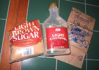 Ingredients for Homemade Caramel Corn -  Everything you need for homemade caramel corn.  What's not to like?  :)