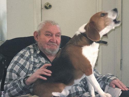 Dad & Buster - Howling and old. HAHAHAHA! Best way to describe this shot.