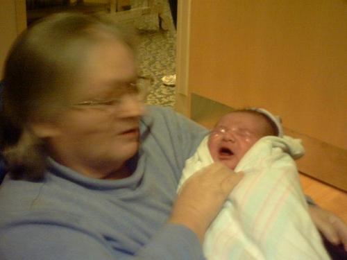 Great Grandma Mary And Justin just after his birth - Great Grandma Mary And Justin just after his birth 03-03-08