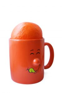 cute orange cup - Honestly, I am not sure what to write here. It's an orange in a cute cup....?