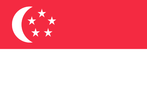 Singapore Flag - Singapore flag: The colors of the Singapore flag represent red for brotherhood; white for purity and virtue. The moon signified a young nation rising. The five stars represent peace, progress, justice, equality and prosperity.