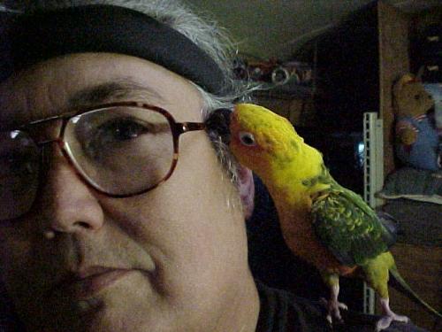Self portrait - This is me and my Sunday Conure