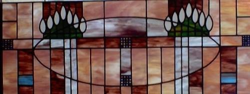 Stained Glass Window - This is a stained glass pattern I designed and made for a furniture maker in one of his Stickley oak pieces.