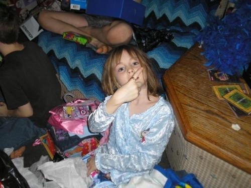 My Daughter Heather 05 - Her proud display of her christmas jewelry. she is 8 here