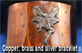 The Fairy Bracelet - Here is a hand tooled copper bracelet and is just some of the metalwork that I do in Brass, Copper and Silver or a combination of any of the different metal listed.