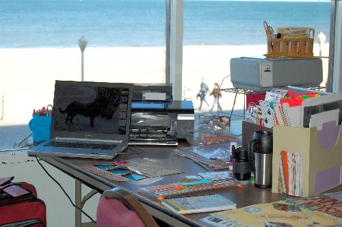 My scrappin space with a view - The view was great, overlooking the beach and ocean.