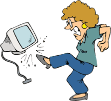 Kicking the Computer - image of a person kicking a computer