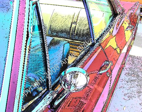 1966 Buick Wildcat - This is my husband's 1966 Buick Wildcat. He loves his old classic car but my god it guzzles gas!! It does about 6 miles to the gallon :-) I have done a double cartoon effect on this photo.