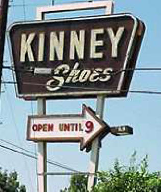 Old stand alone Kinney Shoes store sign! - This is a quite old Kinney Shoes store sign, from one of their stand-alone stores (I worked in the mall).