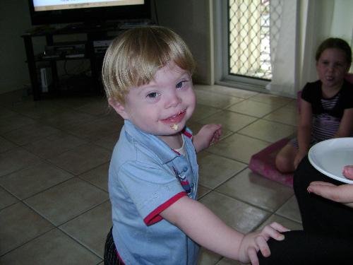 Bens second birthday - Bens second birthday eating cake