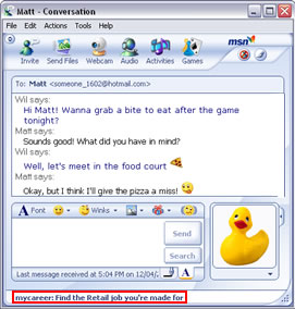 Chat - MSN Messenger chat window text link