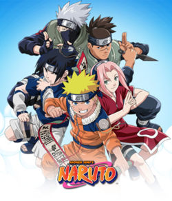 Naruto - Five characters from the anime and manga series Naruto.  The characters are, from top to bottom:   * Kakashi Hatake  * Iruka Umino  * Sasuke Uchiha  * Sakura Haruno  * Naruto Uzumaki