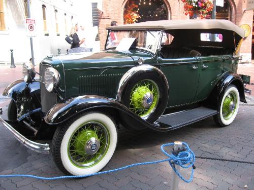 Old car - An old car with shining black.It has an interesting antique style.