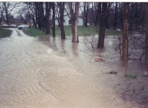Flood - This happens every now and then when Mother Nature strikes with extra force. The creek just can't hold all of the water.