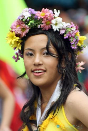Panagbenga Beauty - One of the participants of the Drums and Lyre Parade Competition on February 24, 2008 during the Panagbenga Flower Festival of Baguio.