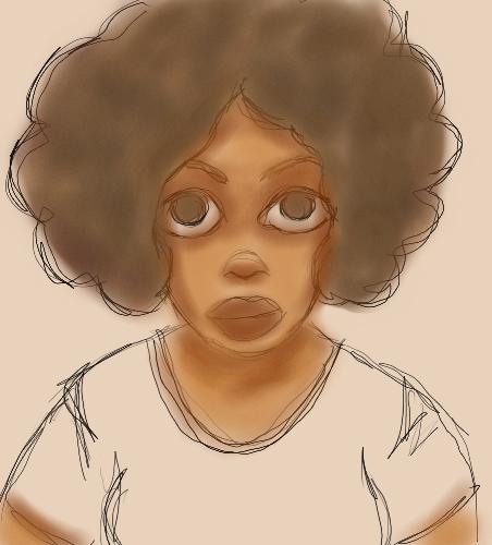 face sketch - A sketch of a woman's face with big eyes.