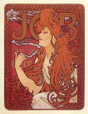 Alphonse Mucha - beautiful art nouveau, such a dreamy pic with hair and smoke circling