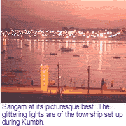 Sangam at night - During Kumbha Mela, Sangam is developed in to township. One has to see its beauty in the night. Sangam at night - During Kumbha Mela, Sangam is developed in to township. One has to see its beauty in the night.