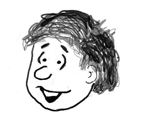 Cartoon guy - My first drawing with my Bamboo Fun tablet and GIMP software.