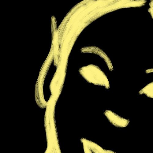 yellow face - yellow on black sketch of a face