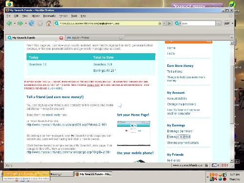 mysearchfunds earnings as of 03272008 - This is my recent screen shot of my earnings as proof.