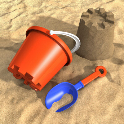 Beach: Bucket, Shovel and Sand - When at the beach, its handy to have something like this ^_^