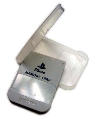 PlayStation Memory Card - Its the Memory Card for the first PlayStation console of Sony. It often comes with its own case as well as some stickers for labeling purposes, I guess. I don't use those quite often when they were still the hype in gaming.  Has 15 memory blocks in default though there are others that have more. Some have button cell batteries in them which I really don't like.