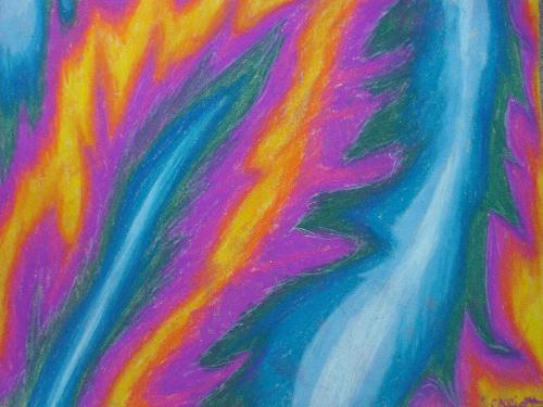 Pastels - This was a pastel project We had to do in school. There were many stages, and this was my final piece it had to be inspired from a vegetable. Can you guess what it was? Probably not, lol, Celery! It reminds me of fire.