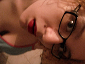 Me - Me with blonde hair and red lips