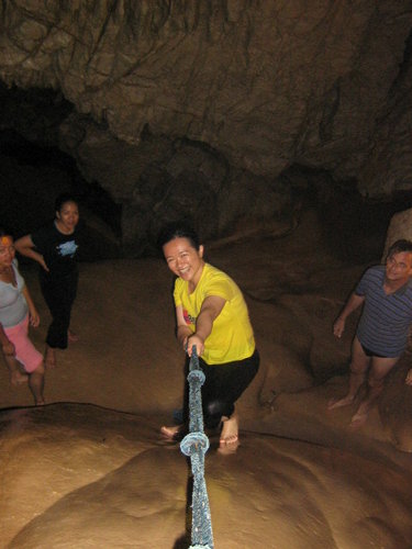 Climbing up some rocks! - At Sumaguing cave, Sagada, Mountain Province.
