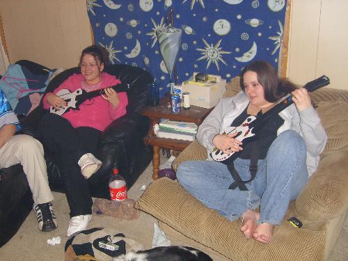 rocking out - rocking out to guitar hero on the wii!!! the best game on the planet!!!