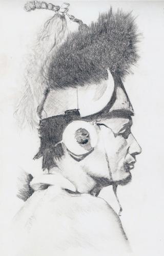 sketch of an ethnic headgear - Ive been doing portraits for a few years now. This sketch is of a Naga warrior with his traditional headgear. All done in pencil.