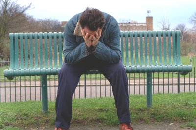 depression - a man in depression and weeping