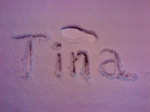 can you guess how it comes? - it's very interesting, right? 'Tina' is my english name, pls guess: 1.it was wrote on what? how it comes ? 2.what is that on the top of 'Tna'?