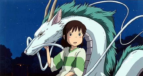 Chihiro and Haku - This is a picture of Chihiro and Haku in dragon form. She&#039;s worried about Haku and wants to protect him.