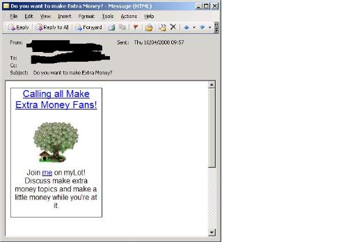 Adding your Mylot Flyer to E Mail - This picture demonstrates using a Mylot Flyer from within your e Mail system.