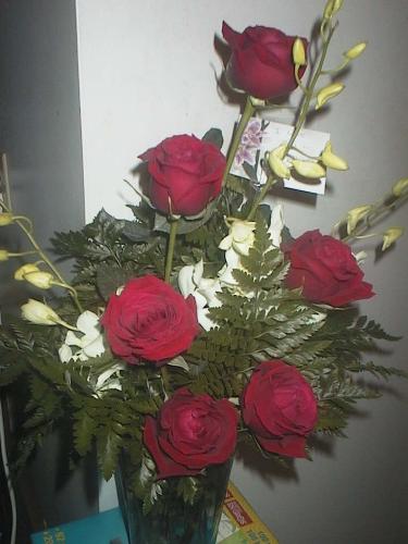 Valentine's Day Flowers - Here are the flowers that my husand sent me for Valentine's Day, a few years ago. He was not my husband at that time, but I'm glad he's my husband now. ;-)