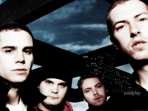 Coldplay - Full band CU on the members bright shining blue sky backdrop