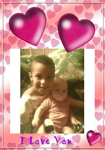 Kenzel and Mechi - This was a card I made and put my babies pic in it