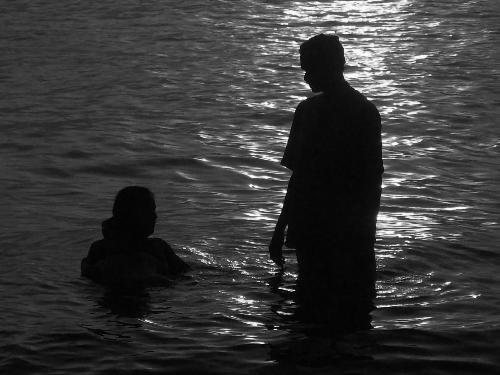 Silhouette - a silhouette category. picture a child, women and husband
