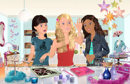 barbie diaries - this is a scene from barbie diaries where barbie and her friends tia and courney got the bracelet charms