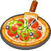 Pizza with bell peppers - This is a delicious supreme pizza that I want to eat.