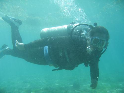 scuba - here i am underwater at one of the coastline of marigondon, mactan, cebu.