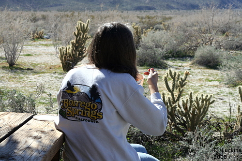 Here I am eating lunch in the desert. - This was taken at the Anza-Borrego Desert State Park in 2008.