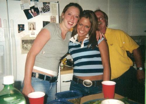 Taylor and I in her kitchen (her dads trying to ge - tay and me