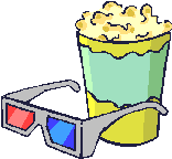 3d glasses and popcorn - red & blue 3d glasses and popcorn