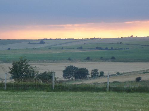 Sunset Over The South Downs - Sunset over the South Downs, taken from the Downs, over Storrington, close to Chanctonbury Ring.