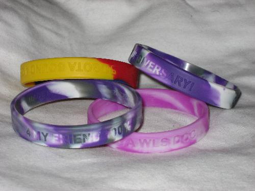 Awareness wristbands I created for sale - The 4 original silicone wristbands I created for my very own pro WLS company.